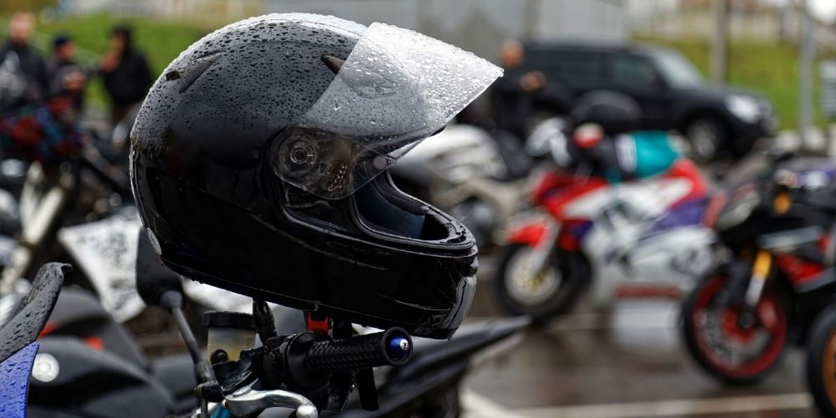 helmet in the rain